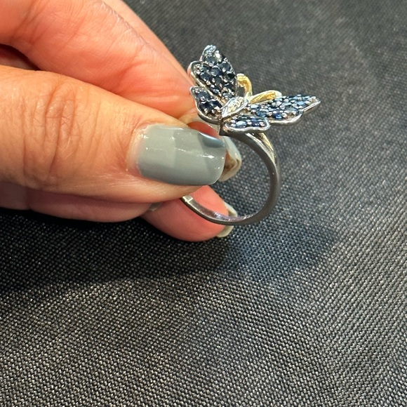 Unique Synthetic Sapphire Butterfly Ring - Picture 7 of 10